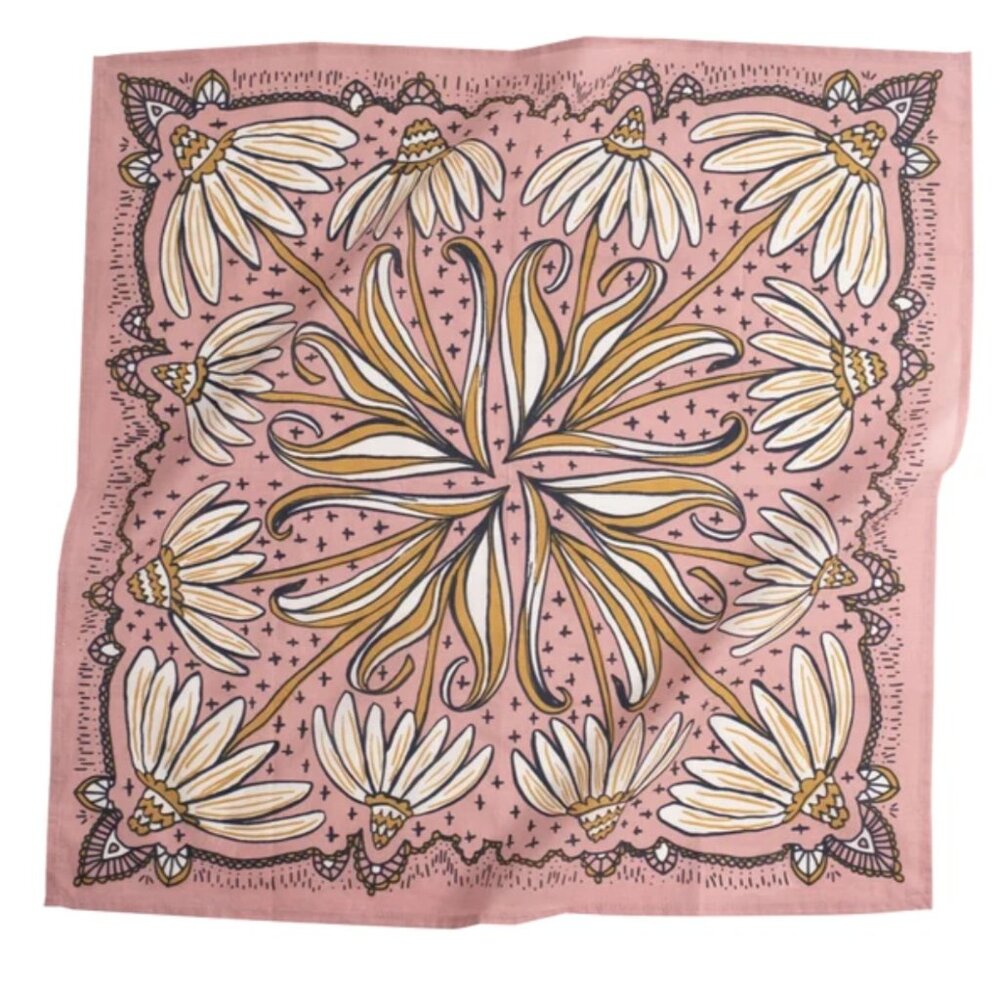 Hemlock Goods Daisy Pink Floral Cotton Bandana